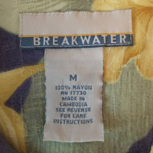Breakwater Floral Hawaiian Button Down Shirt. Men's Medium. Blue Yellow - Picture 3 of 6